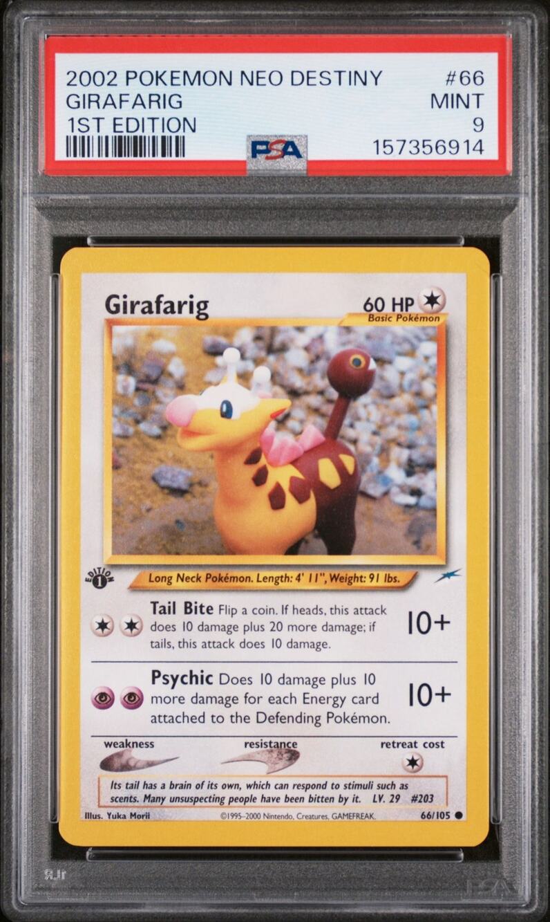 PSA 9 NM-MT Girafarig 1st Edition 66/105 Pokémon 2002 Neo Destiny Yuka Morii